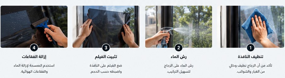 خطوات تركيب فيلم عازل للنوافذ باستخدام الرشاش والركيليط
